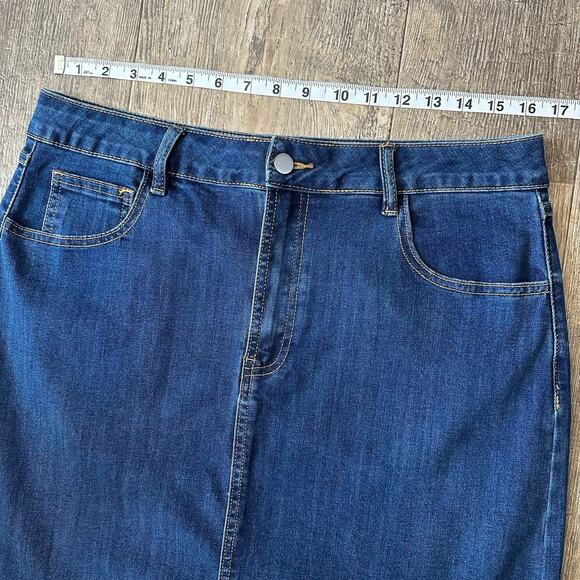 Bagatelle Womens Size 12 Blue Jean Denim Maxi Long Skirt High Front Split 33x35 - Picture 3 of 9